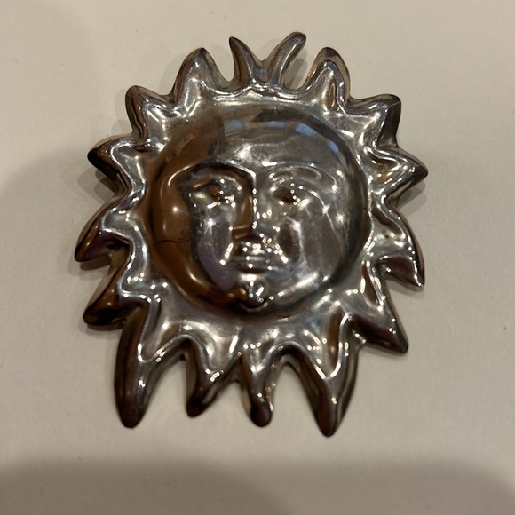 Genuine Vintage Sterling Silver SUN Face Pendant/ Brooch 925 Mexico - Picture 9 of 12